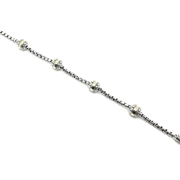 JAI by John Hardy Sterling Silver & 14k Bead Station Box Chain Bracelet 6-3/4"L - Picture 5 of 5